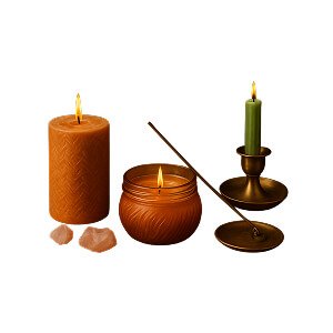 Žvakės ir smilkalai.